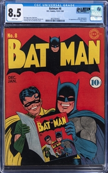 1941-42 D.C. Comics "Batman" #8 - CGC 8.5 White Pages
